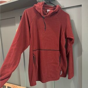 Melanzana Micro Grid Hoodie Women’s Medium Maroon Rare Made In Leadville CO.